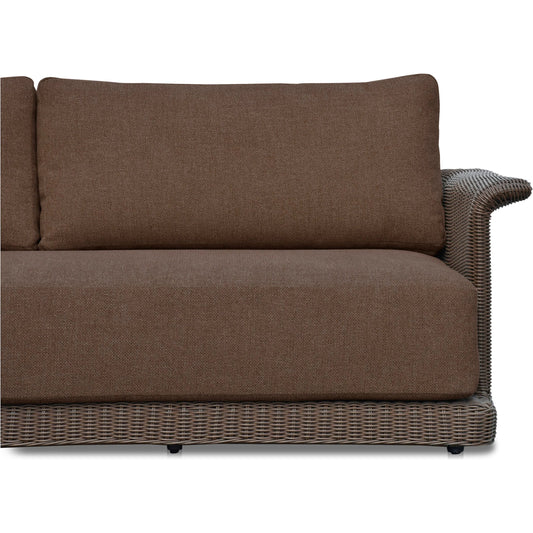 Meredith Outdoor Sofa by Moe's Home Collection. Made from synthetic wicker, aluminum frame, 100% solution dyed polyester fabric, seat quick dry foam back dacron fiber in a rustic style.