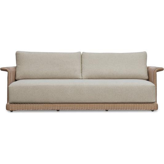 Meredith Outdoor Sofa by Moe's Home Collection. Made from synthetic wicker, aluminum frame, 100% solution dyed polyester fabric, seat quick dry foam back dacron fiber in a unique style.