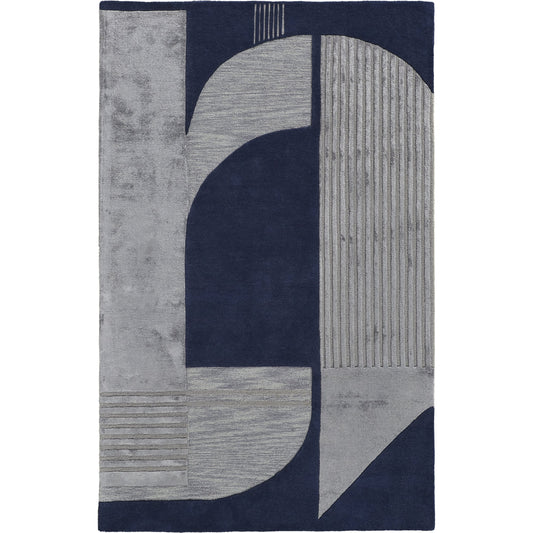 Nash Transitional Geometric Rug - 8850F by Feizy in blue, silver. Made from wool, viscose in a unique style.