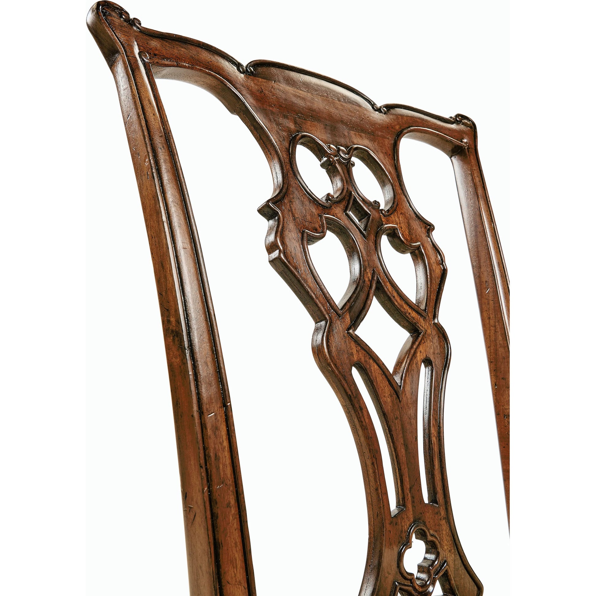 Buckingham Chippendale Mahogany Side Chair by Jonathan Charles in medium antique mahogany. Made from acacia in a traditional style.