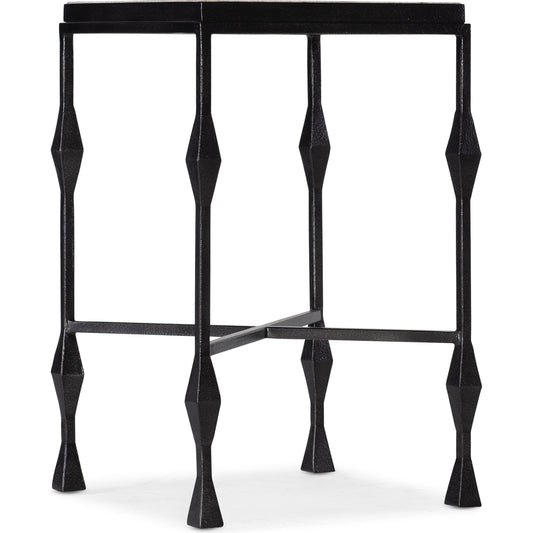 Commerce & Market Side Table by Hooker Furniture in black. Made from white travertine stone, carbon steel in a transitional style.