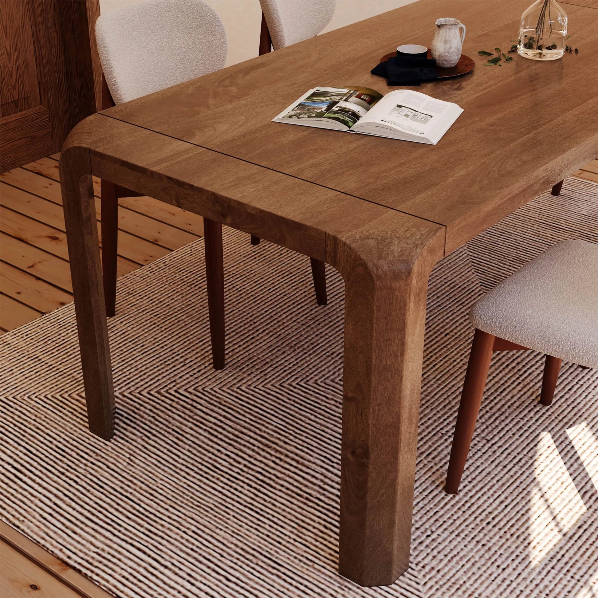 Genesis Dining Table by LH Imports in brown. Made from mango, mdf in a unique style.