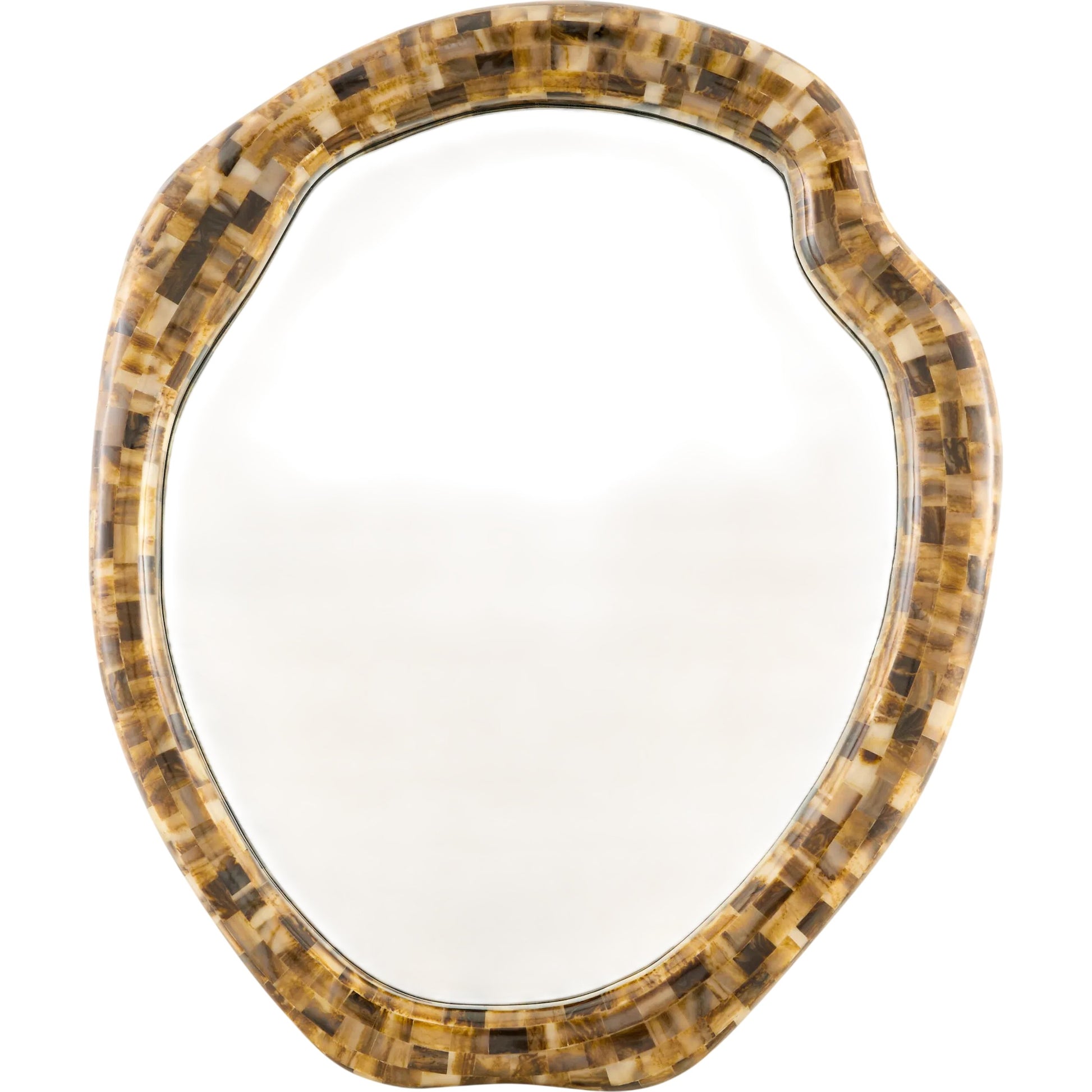 Genie Accent Mirror by Surya in brown and horn. Made from resin in a unique style.
