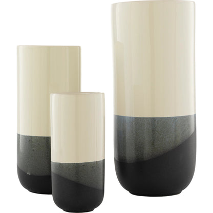 Geo - 24669 (Set of 3) by Livabliss in black, cream and glazed. Made from ceramic in a coastal style.