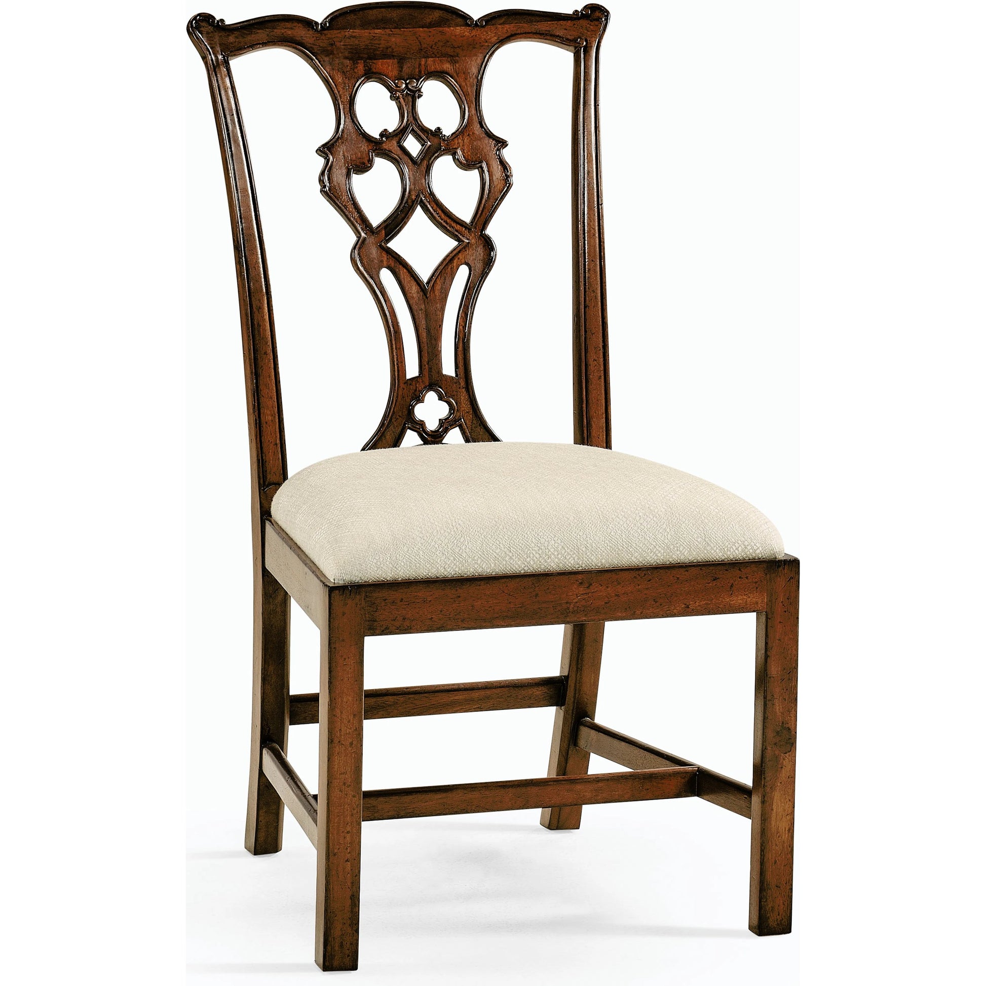Buckingham Chippendale Mahogany Side Chair by Jonathan Charles in medium antique mahogany. Made from acacia in a traditional style.