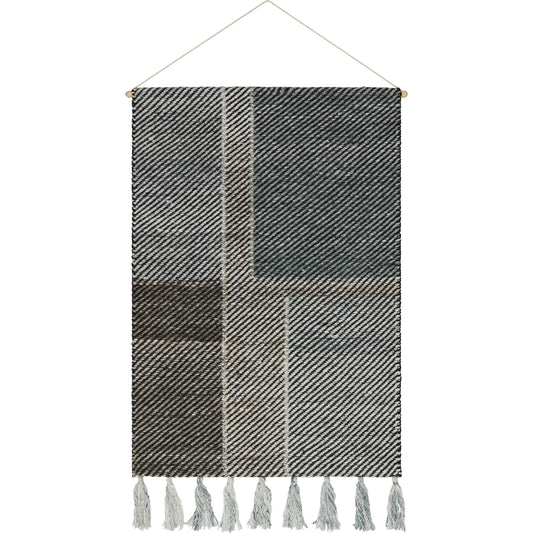 Gent Wall Hanging Decor by Surya in gray. Made from recycled pet yarn, wood in a unique style.