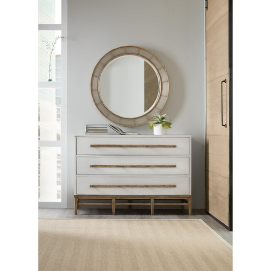 Urban Elevation Bachelors Chest by Hooker Furniture in white, light maple. Made from maple, white oak, cedar veneers, solid-wood edge top in a transitional style.