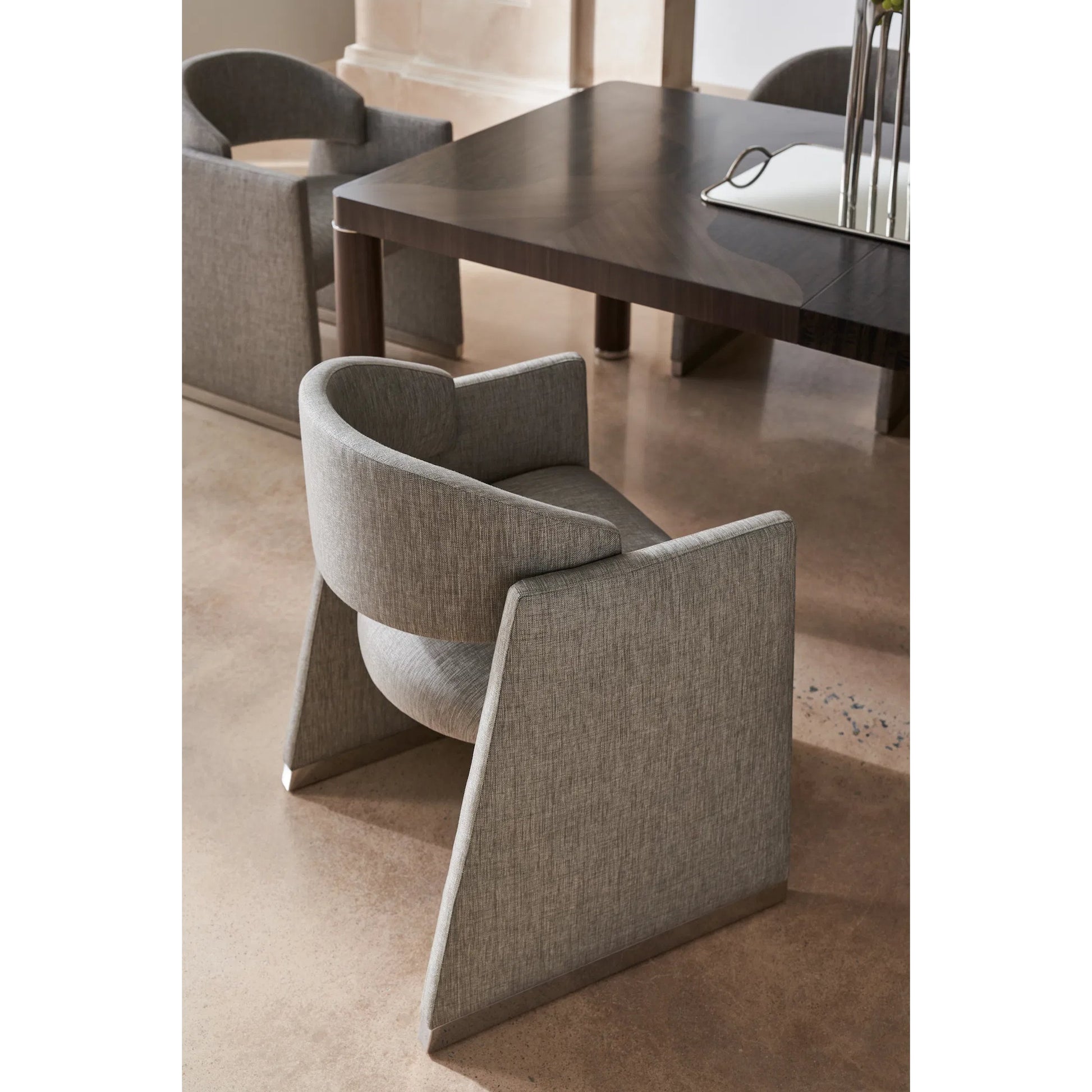 Polish Off Dining Chair by Caracole in gray, silver and polished silver. Made from unique in a transitional style.