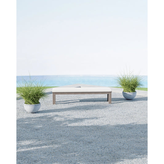 Coastal Outdoor Teak Dining Bench by Sunset West. Made from teak in a modern style.