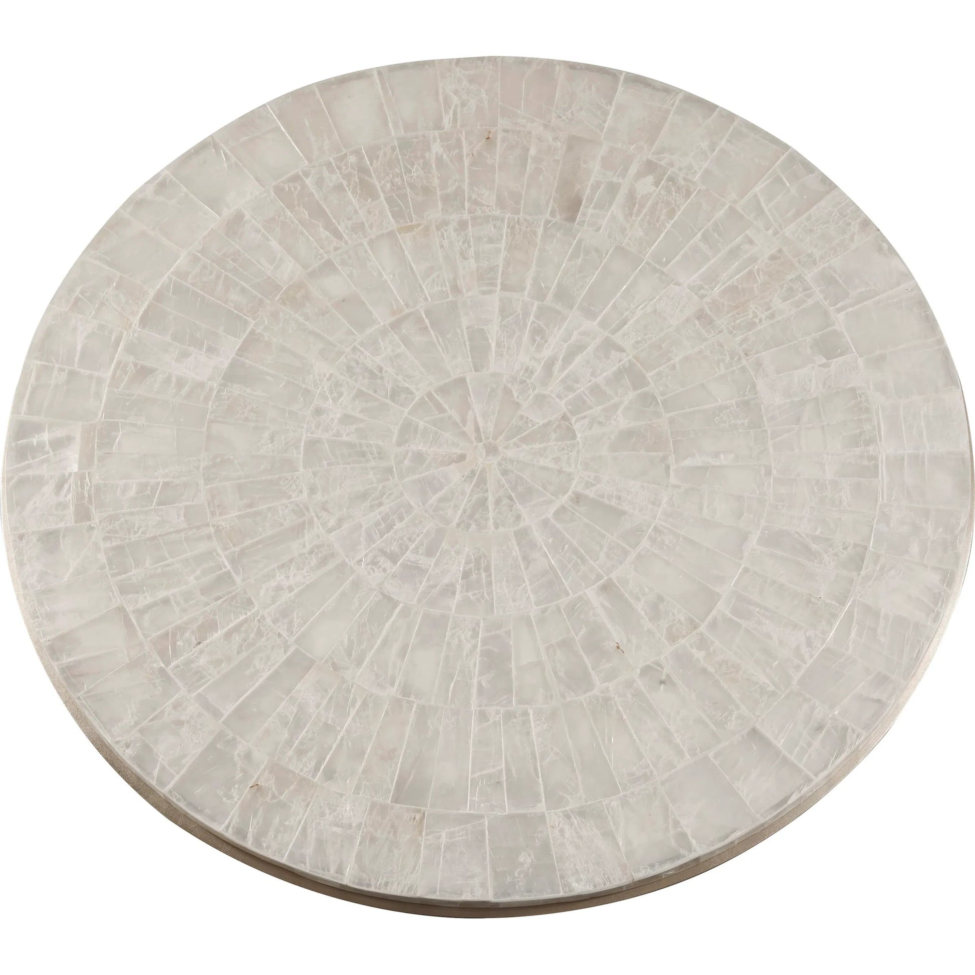 Round Stone Top Cocktail Table with Decorative Metal Base by Pulaski Furniture in gold. Made from stone in a modern style.