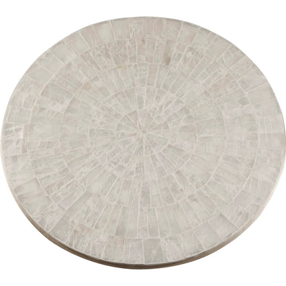 Round Stone Top Cocktail Table with Decorative Metal Base by Pulaski Furniture in gold. Made from stone in a modern style.