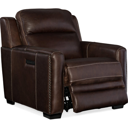 Lincoln Power Recliner by Hooker Furniture in paradise moro. Made from leather in a traditional style.