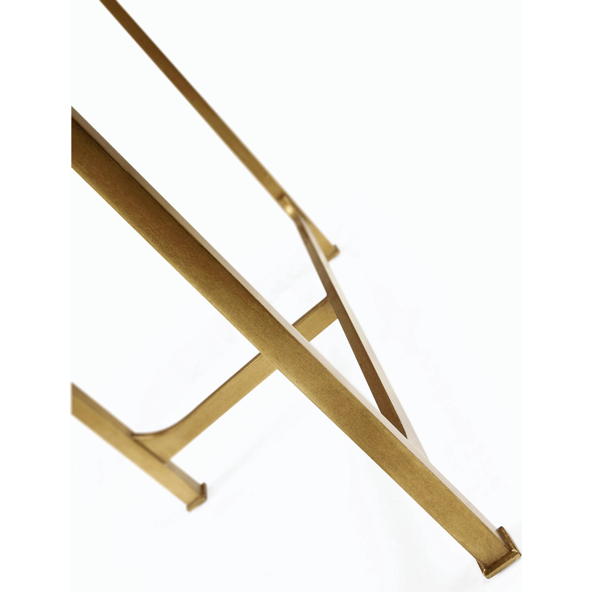 Luxe Large Half Moon Console Table by Jonathan Charles in gold and gilded iron. Made from iron in a transitional style.