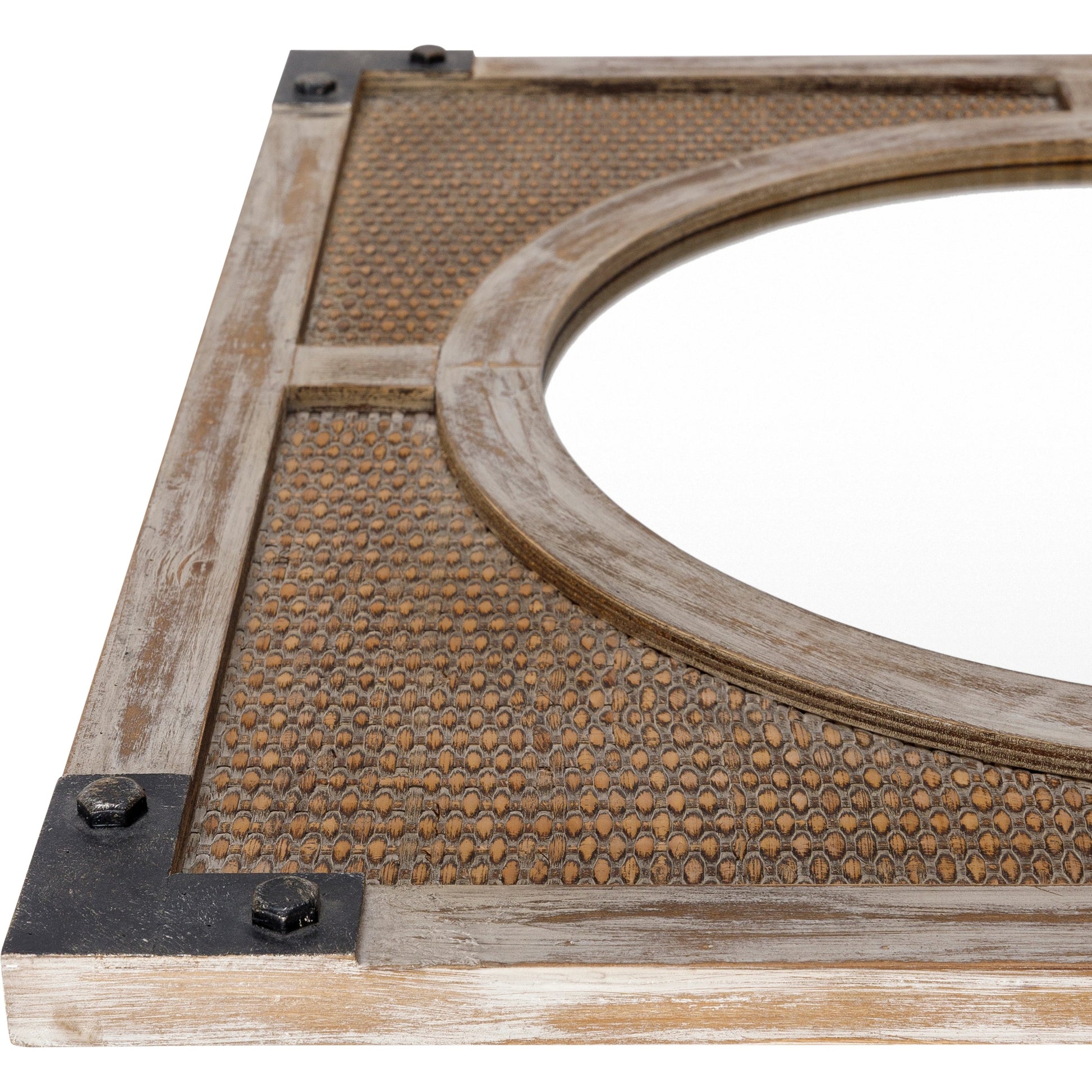 Georgia Mirror - 32897 by Surya in brown and weathered. Made from frame: rattan, substrate: manufactured wood in a modern style.