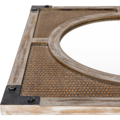 Georgia Mirror - 32897 by Surya in brown and weathered. Made from frame: rattan, substrate: manufactured wood in a modern style.