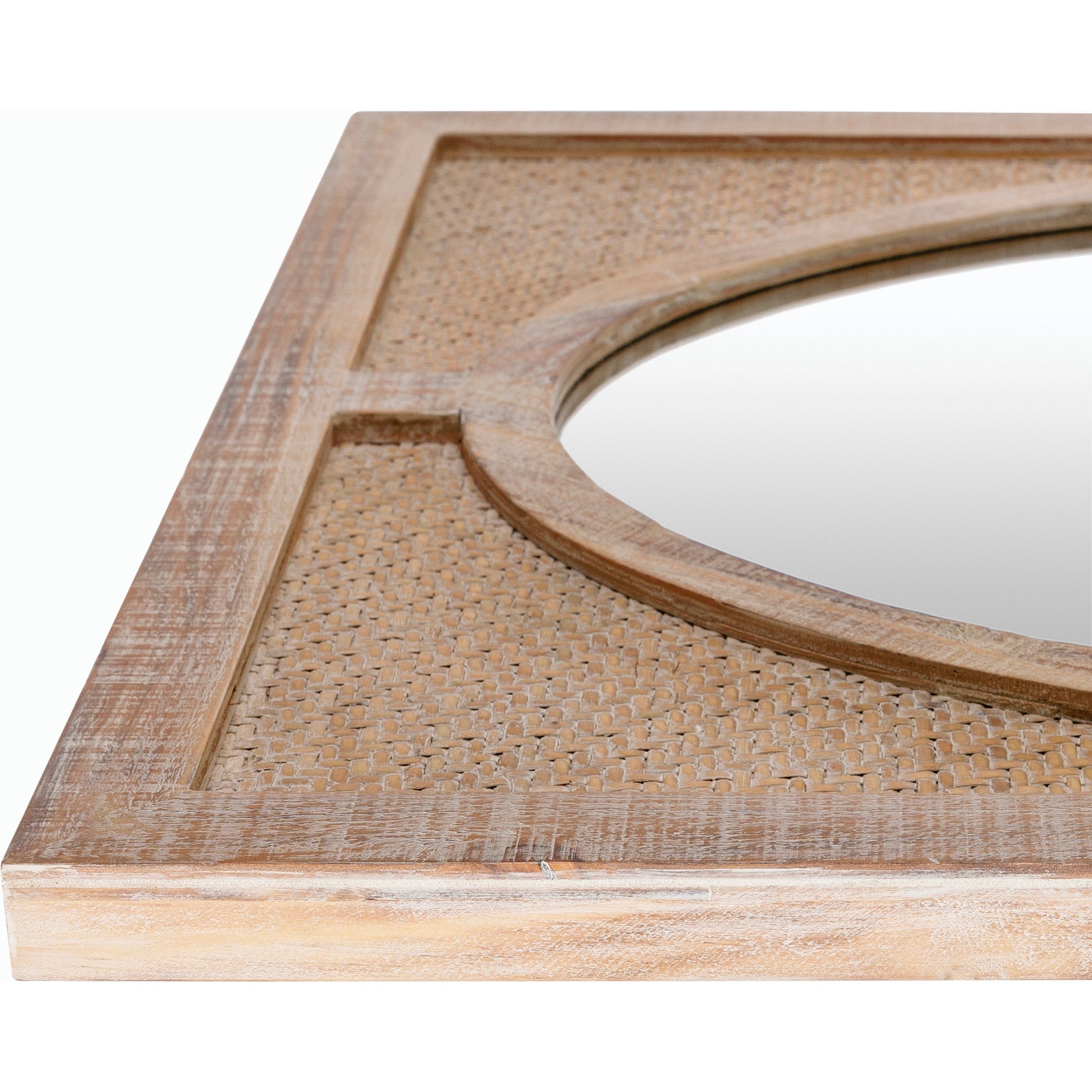 Georgia Mirror - 32898 by Surya in brown and weathered. Made from frame: rattan, substrate: manufactured wood in a modern style.