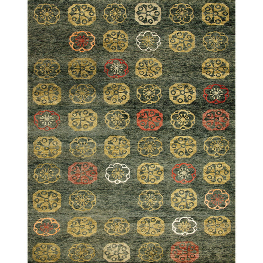 Qing Casual Botanical Rug - 5036070F by Feizy in yellow, green, orange. Made from wool, viscose in a unique style.