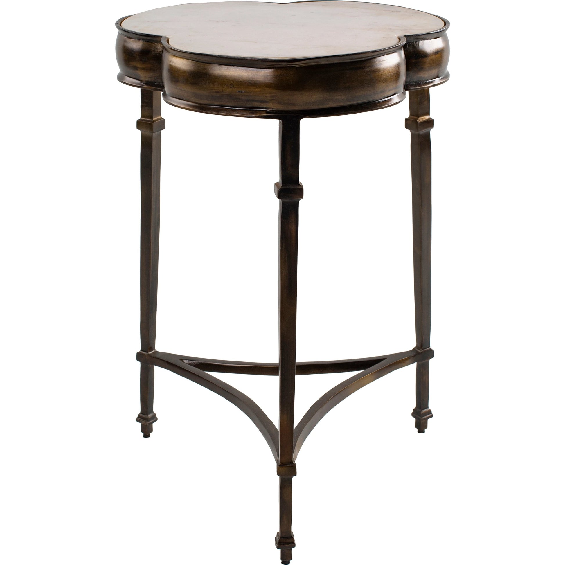 Gregory - 27745 by Surya in metallic brass, white and antiquednatural. Made from top: 100% marble, base: 100% aluminum in a modern style.