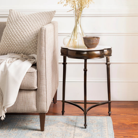 Gregory - 27745 by Surya in brass and antiquednatural. Made from top: 100% marble, base: 100% aluminum in a modern style.