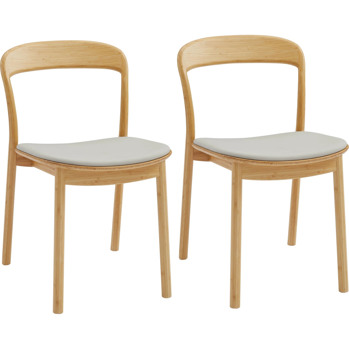 002 SI-2107595 | Additional Silo | Hanna Dining Chair Leather Seat (Set of 2) by Greenington in wheat. Made from moso bamboo in a modern style.