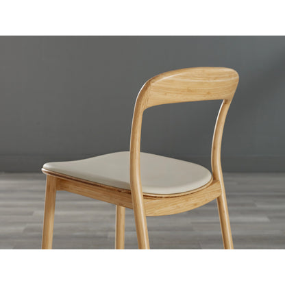 Hanna Dining Chair Leather Seat (Set of 2) by Greenington in wheat. Made from moso bamboo in a modern style.