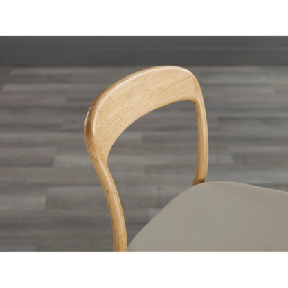 Hanna Dining Chair Leather Seat (Set of 2) by Greenington in wheat. Made from moso bamboo in a modern style.