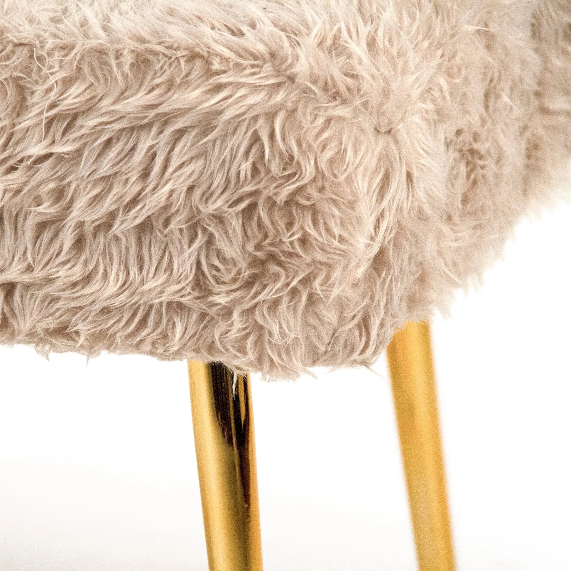 Faux Fur Bench by Zentique in ivory faux fur and white. Made from faux fur, metal in a unique style.