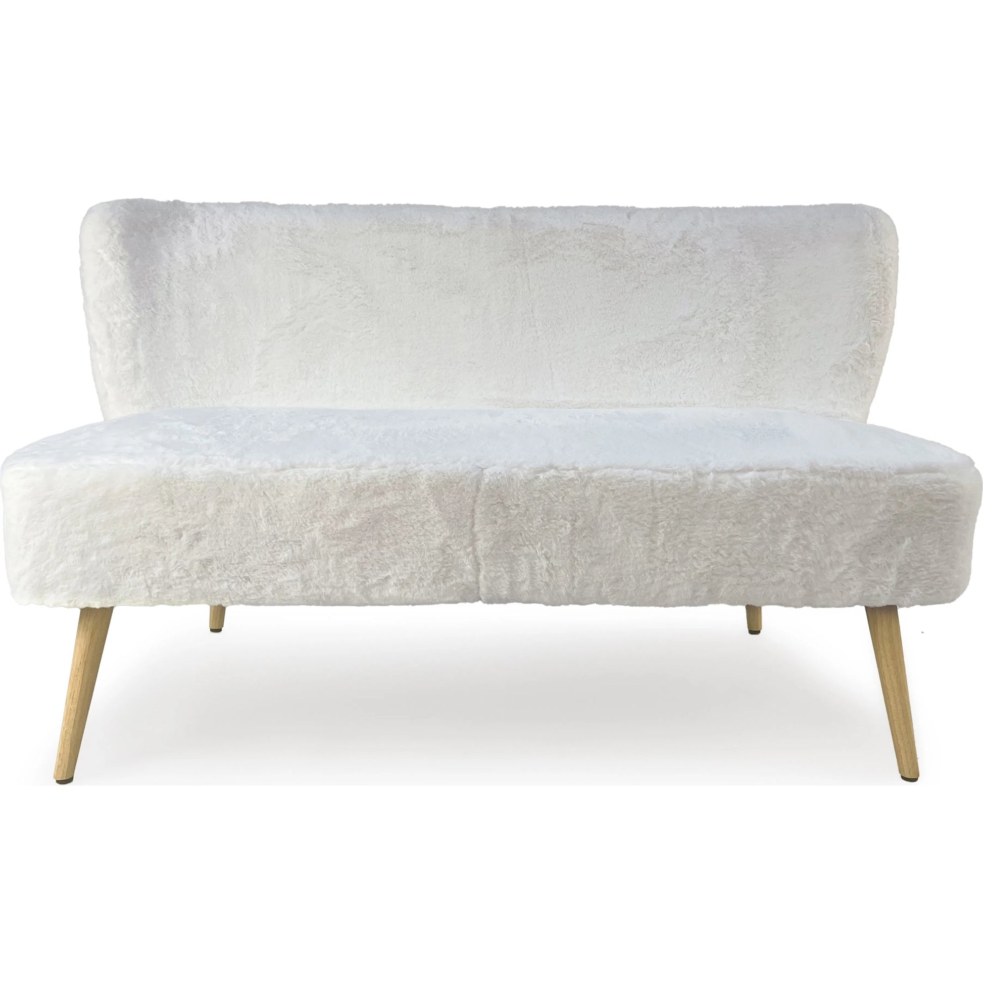 White Faux Fur Bench by Zentique in white faux fur. Made from faux fur in a transitional style.