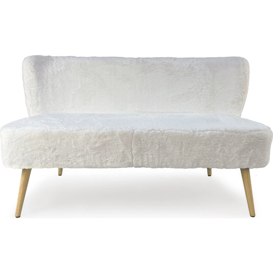 White Faux Fur Bench by Zentique in white faux fur. Made from faux fur in a unique style.