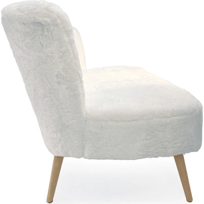 White Faux Fur Bench by Zentique in white faux fur. Made from faux fur in a transitional style.