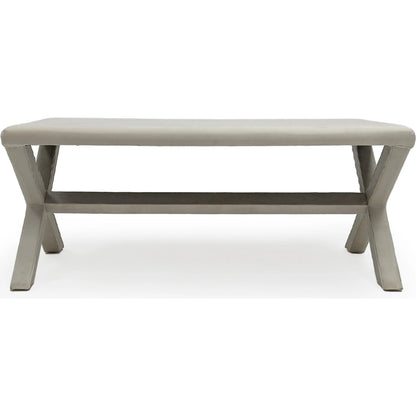 White Velvet Bench by Zentique in off-white velvet. Made from velvet in a transitional style.