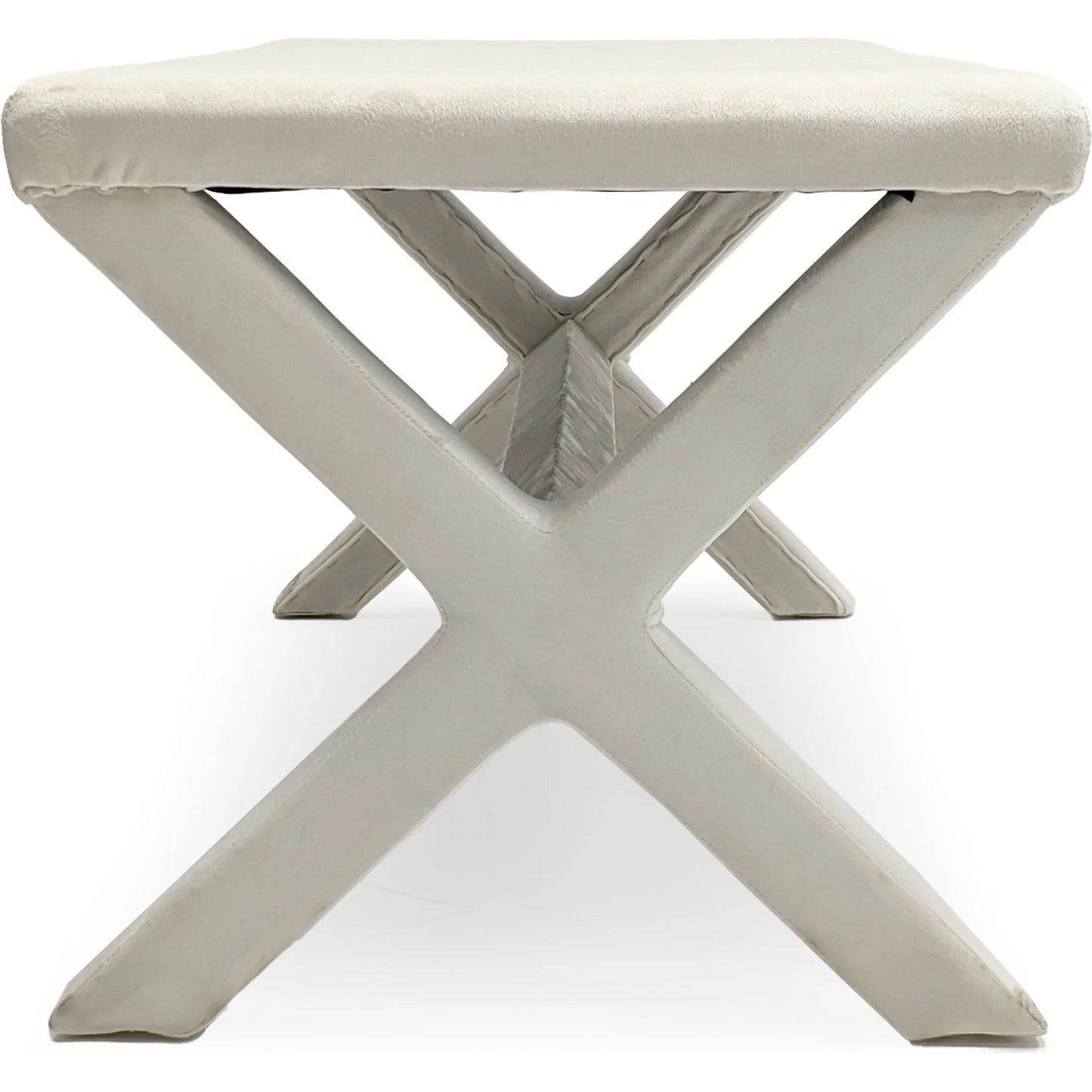 002 SI-2448999 | Additional Silo | White Velvet Bench by Zentique in off-white velvet. Made from velvet in a transitional style.