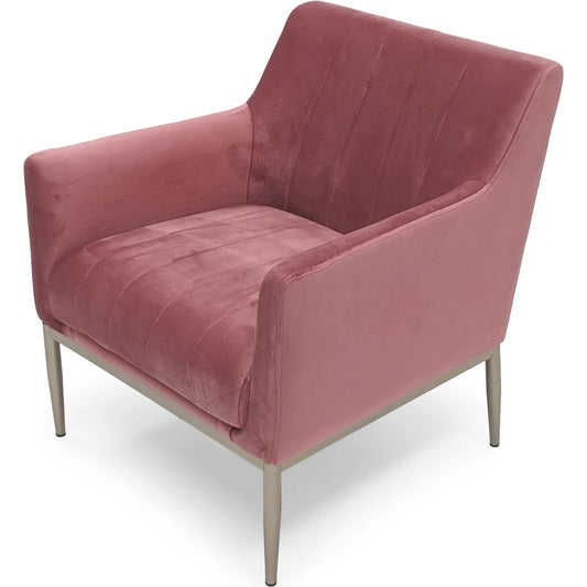Pink Velvet Arm Chair by Zentique in mauve rose velvet. Made from velvet in a eclectic & global style.