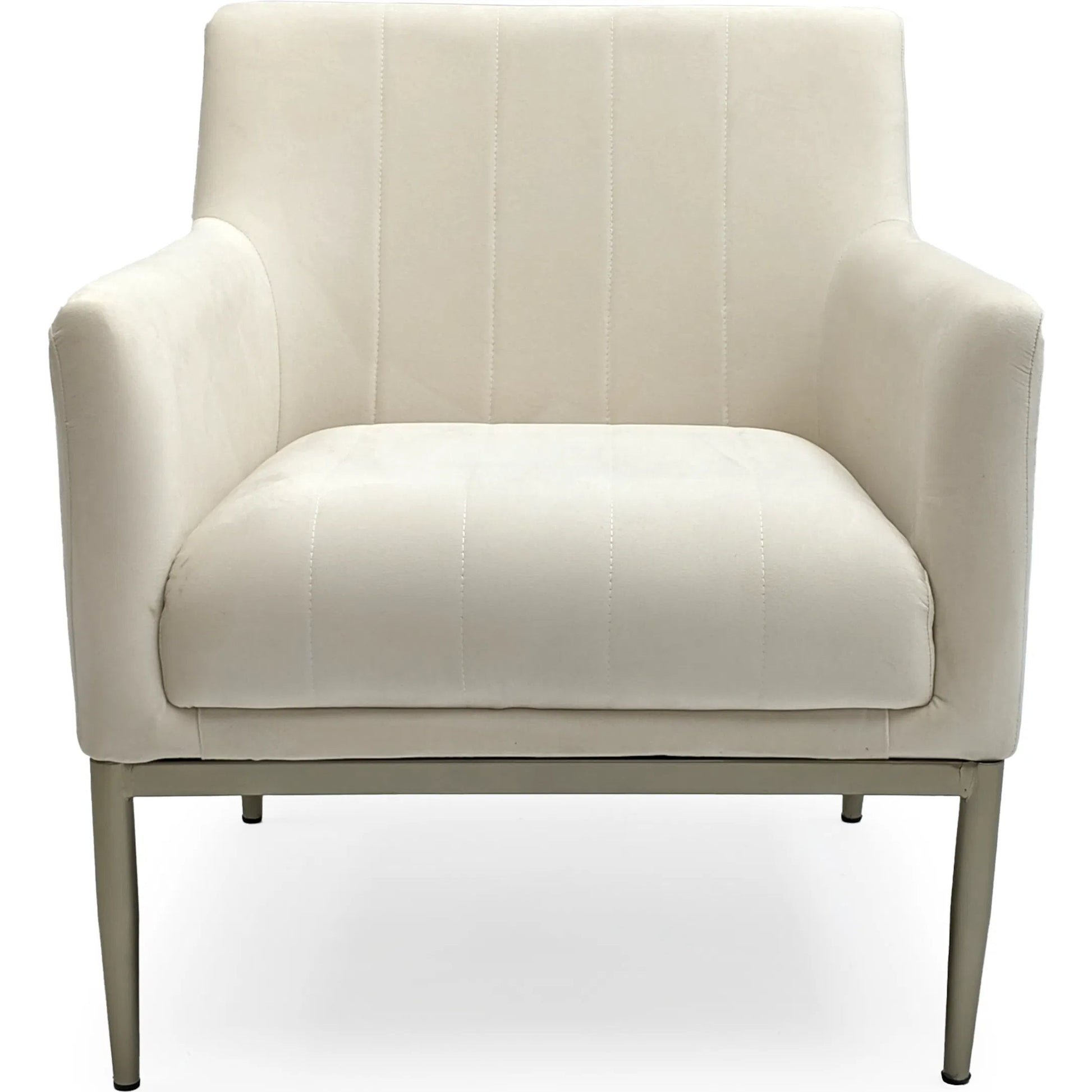 White Velvet Arm Chair by Zentique in off-white velvet. Made from velvet in a unique style.