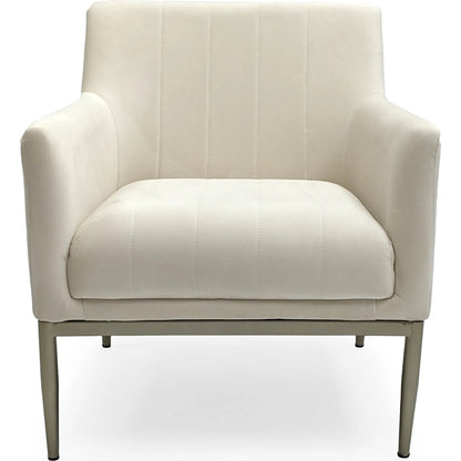 White Velvet Arm Chair by Zentique in off-white velvet. Made from velvet in a unique style.
