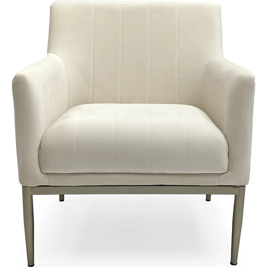 001 SI-2448998 | Primary Silo | White Velvet Arm Chair by Zentique in off-white velvet. Made from velvet in a unique style.