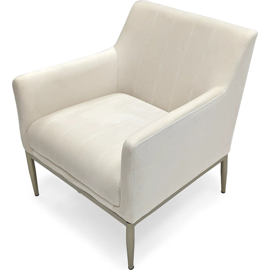 White Velvet Arm Chair by Zentique in off-white velvet. Made from velvet in a transitional style.