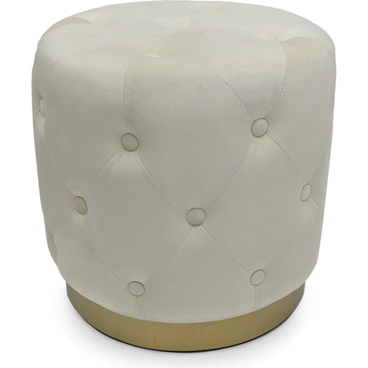 White Velvet Stool by Zentique in white velvet. Made from velvet in a transitional style.