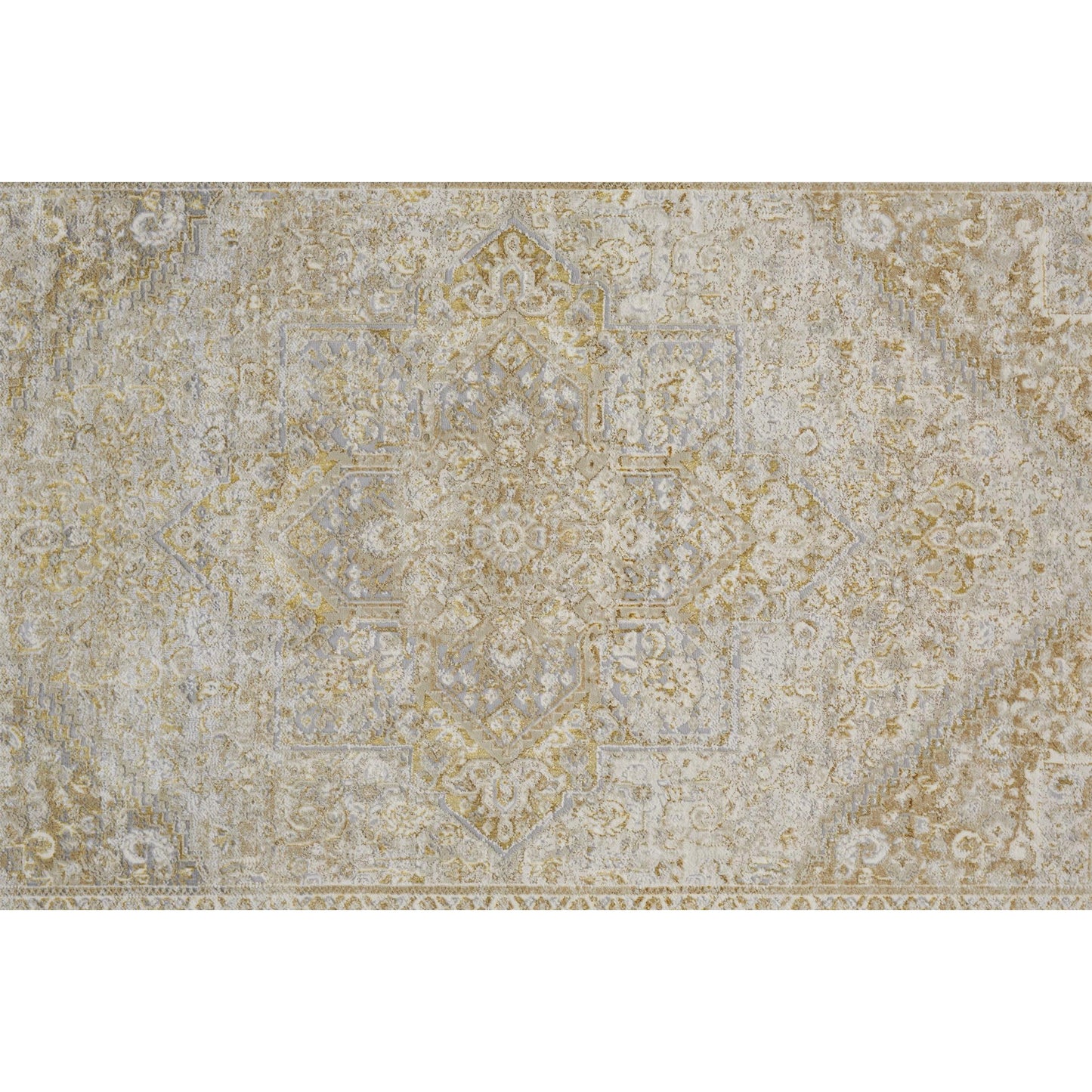 007 SI-1752126,SI-1752127,SI-1752129,SI-1752130,SI-1752131 | Closeup | Aura Oriental Rug - 3734F by Feizy in ivory, gold. Made from polyester, polypropylene in a unique style.