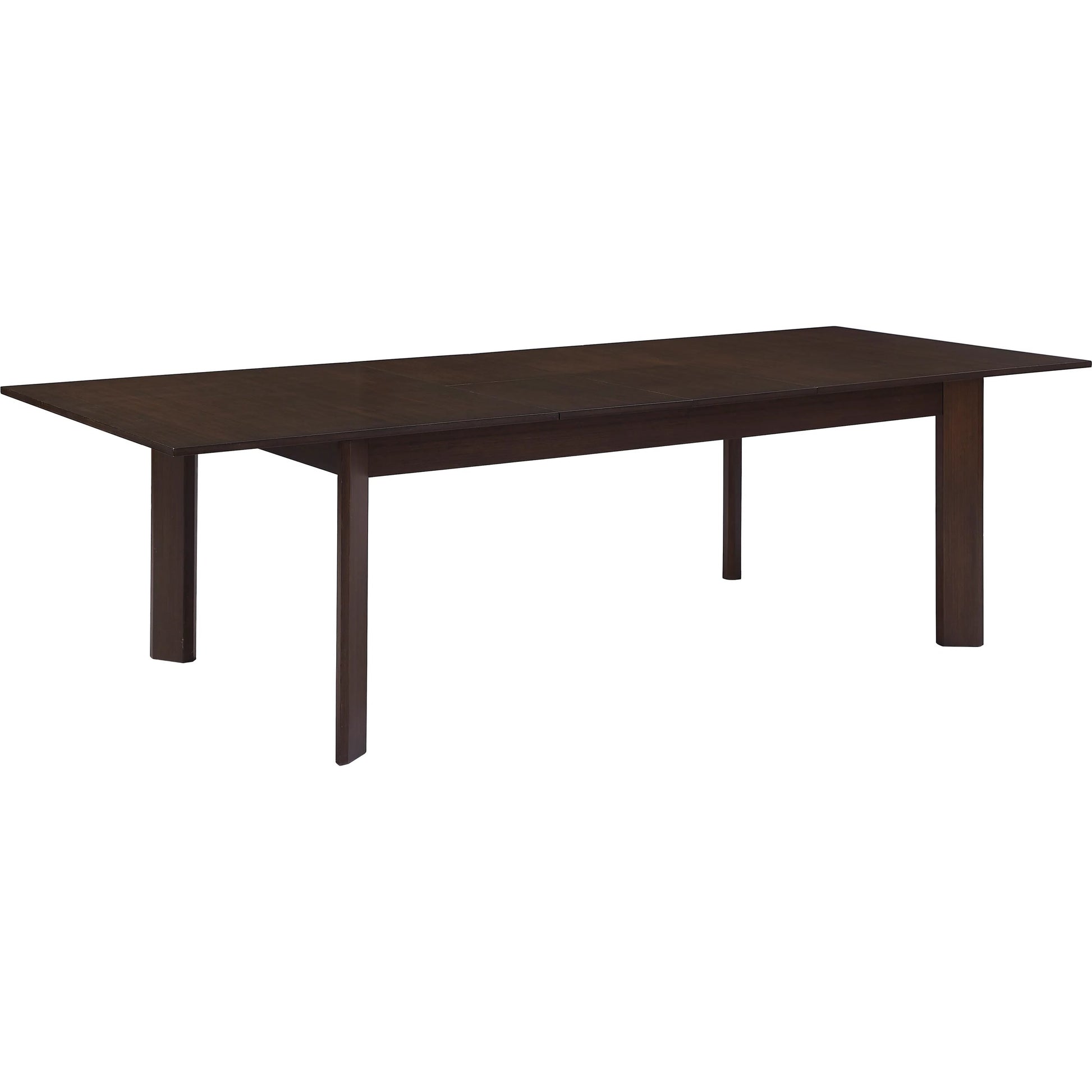 Hudson Extendable Dining Table by Greenington in black walnut. Made from 100% solid moso bamboo in a rustic style.