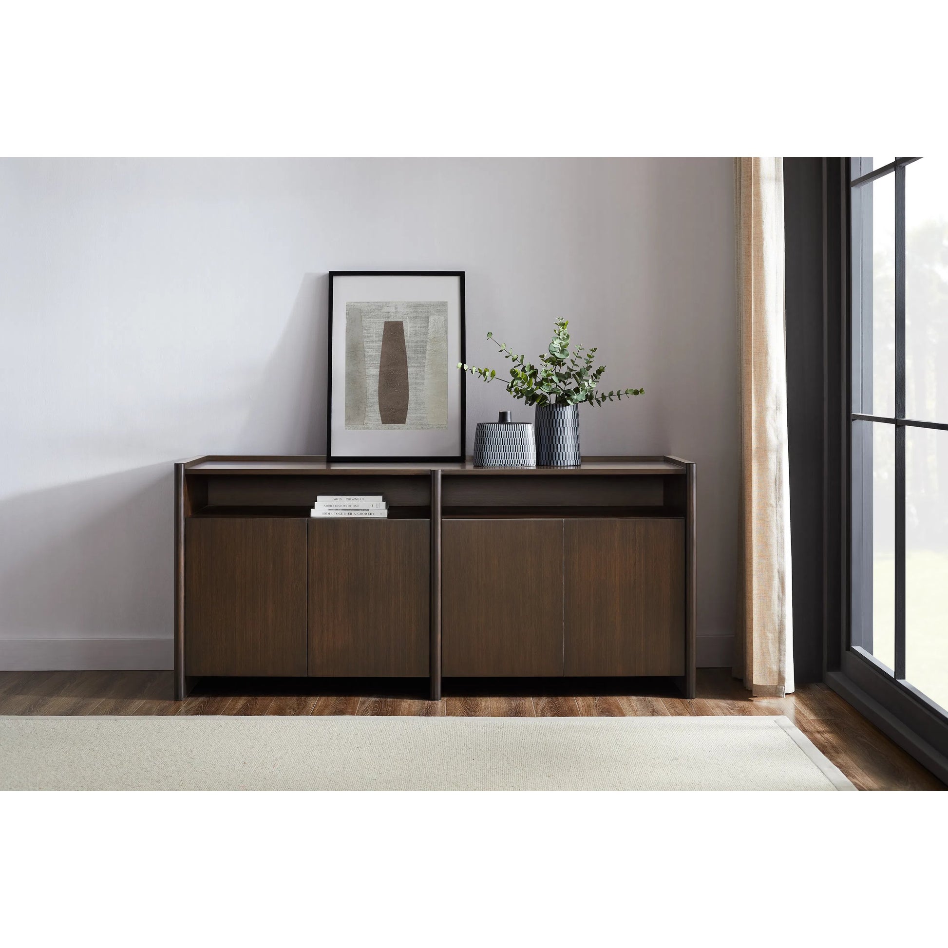 Hudson Sideboard by Greenington in black walnut. Made from 100% solid moso bamboo in a rustic style.