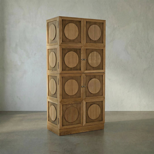 Wellington Hutch by Noir in clear flat. Made from white oak and brass pulls in a cottage & farmhouse style.