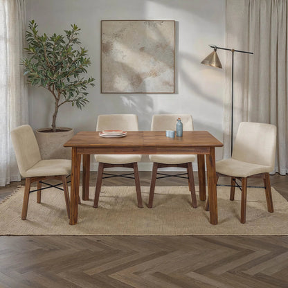 Gia Dining Chair (Set of 2) by LH Imports in sand. Made from solid acacia, plywood, pu foam, polyester fiber batting 100% polyester fabric in a transitional style.