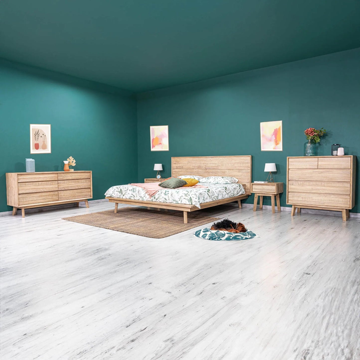 008 SR-818621 | Lifestyle | Gia 1 Drawer Nightstand by LH Imports. Made from acacia in a modern style.