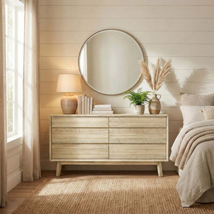 Gia Dresser by LH Imports in light brown, gray. Made from acacia in a modern style.