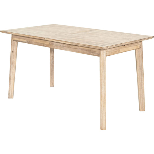 Gia Small Extension Dining Table by LH Imports in light driftwood and grey wash. Made from solid acacia wood, foldable butterfly leaf system in a unique style.