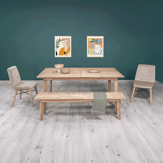 Gia Extension Dining Table by LH Imports in light brown, gray. Made from acacia in a modern style.