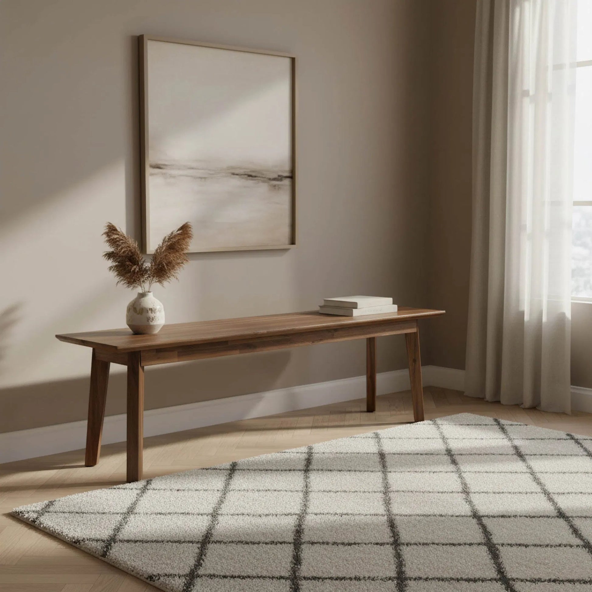 Gia Bench by LH Imports in warm pecan. Made from unique in a cottage & farmhouse style.