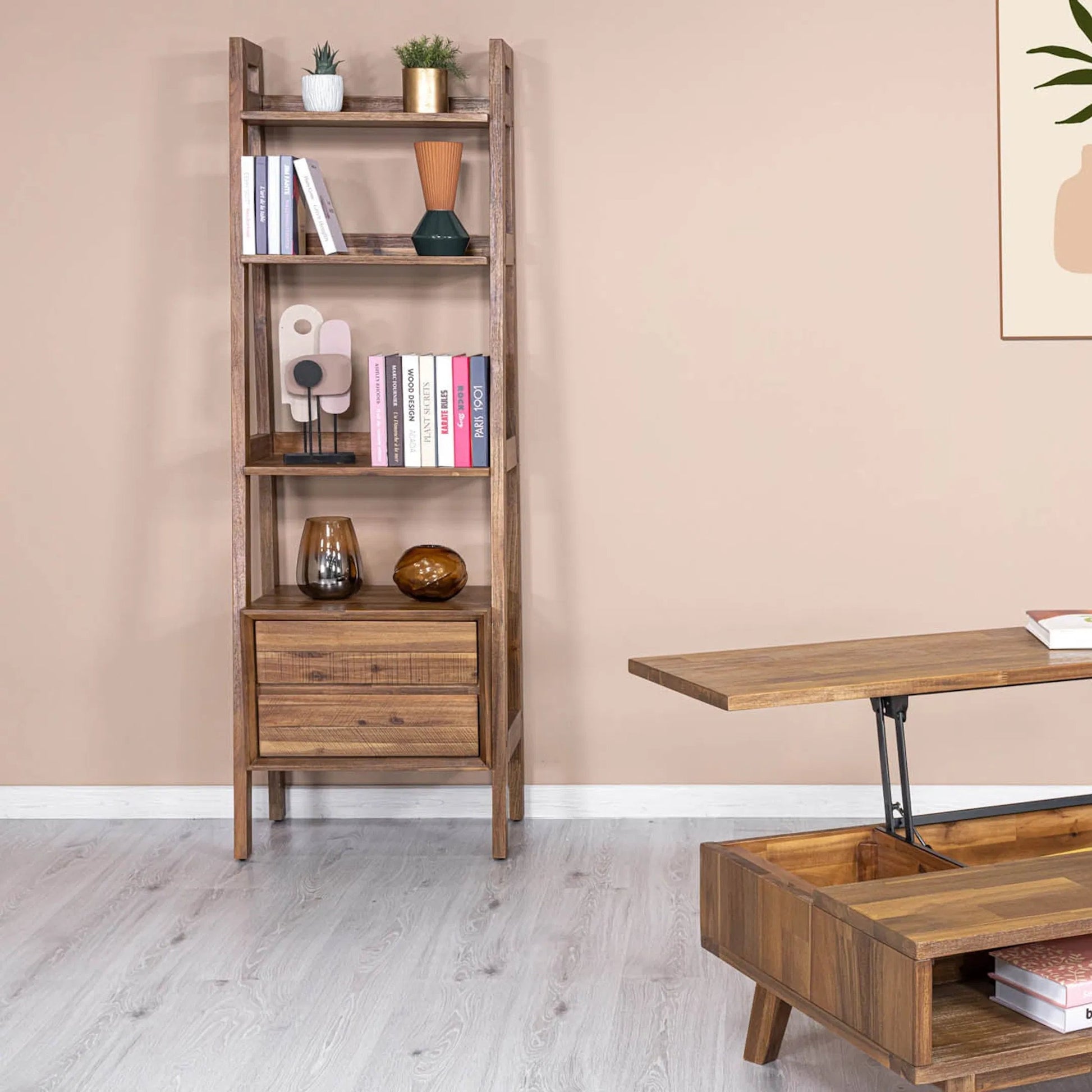Gia Modular Bookcase by LH Imports. Made from acacia in a unique style.