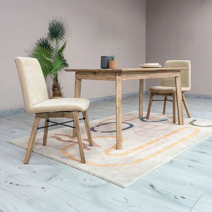 Gia Dining Chair (Set of 2) by LH Imports in sand. Made from solid acacia, plywood, pu foam, polyester fiber batting 100% polyester fabric in a transitional style.